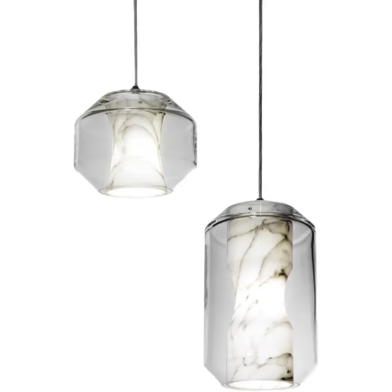 

Marble glass chandelier, designer bedroom bedside staircase aisle new Chinese art chandelier