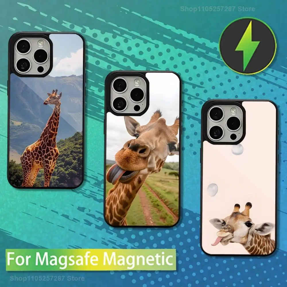 

Giraffe Cute Animal For iPhone 12,14,11,15,13,16,17,For Magsafe,Plus,Mini, Pro,Max,Magnetic Wireless Charging Case