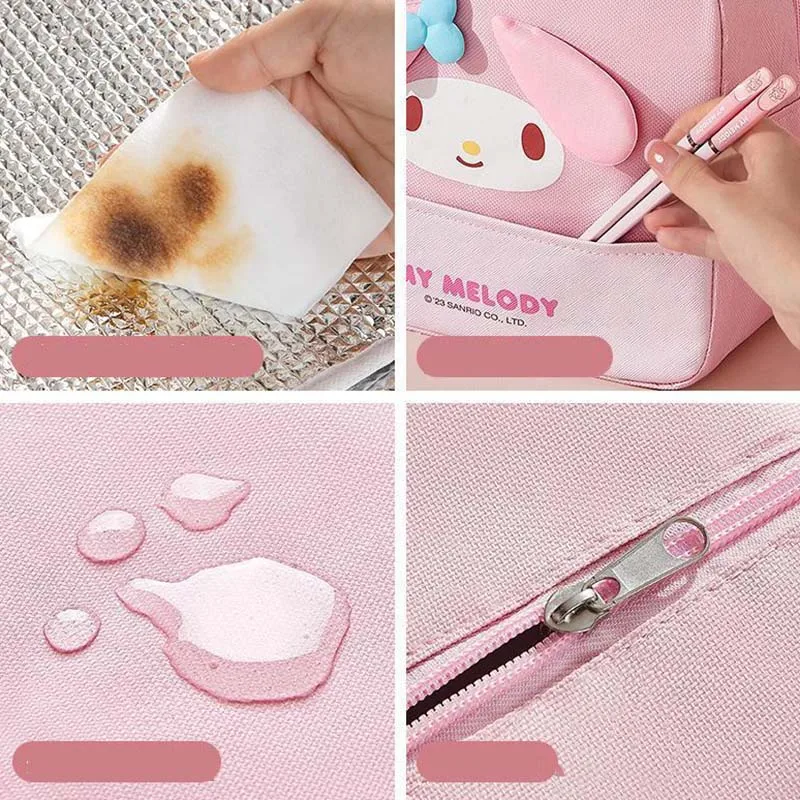 Licensed Sanrio Cute Hello Kitty My Melody Cinnamoroll Insulated Cooler Waterproof Handbag Portable Gift for Girls Office Women view 6