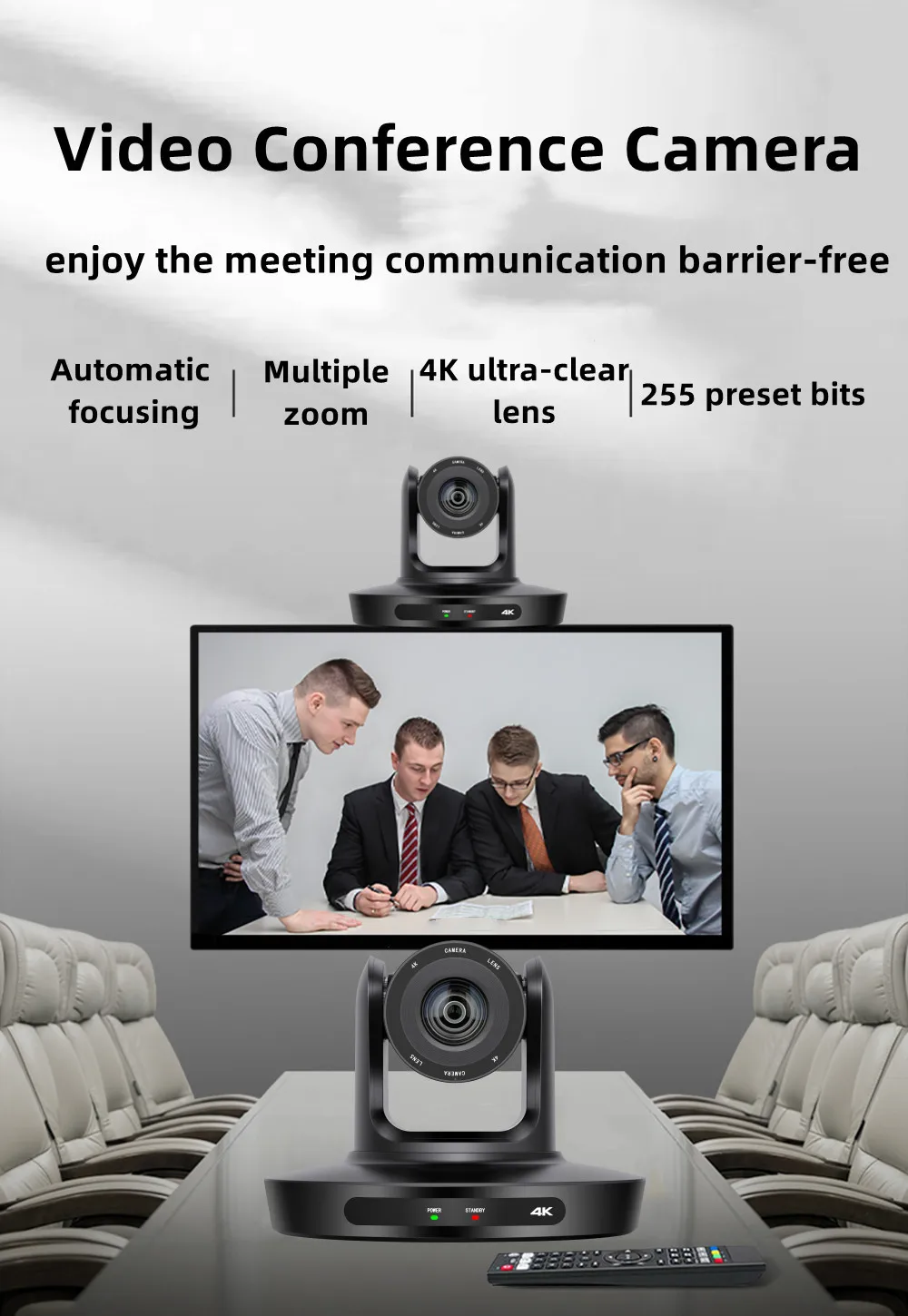 4K PTZ Camera 20X Optical Zoom AI Tracking Conference Room Camera for Church Services Worship Events vMix OBS HDMI USB RJ45 POE