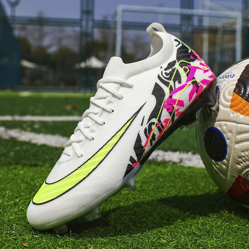 

New Men Football Boots Training Long Spikes Soccer Shoes Sneakers Original Drop Shipping Futsal Cleats Match Ultralight Indoor