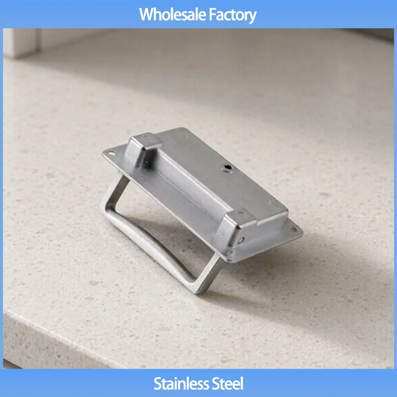 (2pcs) Zinc Alloy Embedded Handle Folding Cover Concealed Square Handle For Industrial Equipment Cabinet Boxes