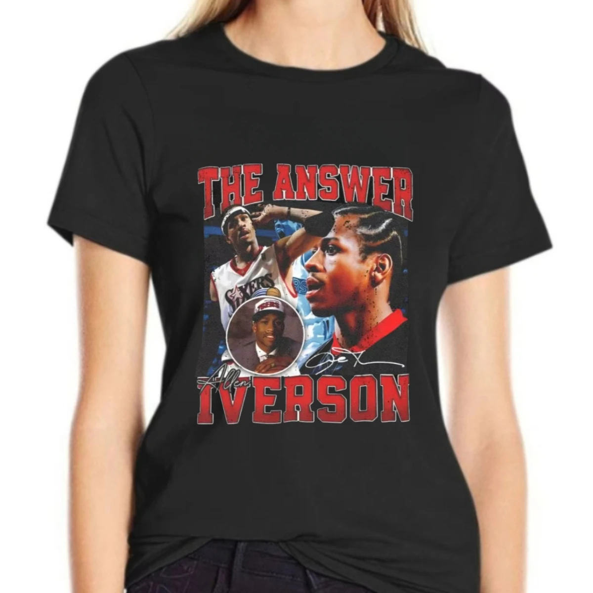 

Vintage T-Shirt Allen Iverson Basketball Player Cotton Fashion Tshirt for Men Women Y2K Casual Custom DIY Short Sleeve Tops