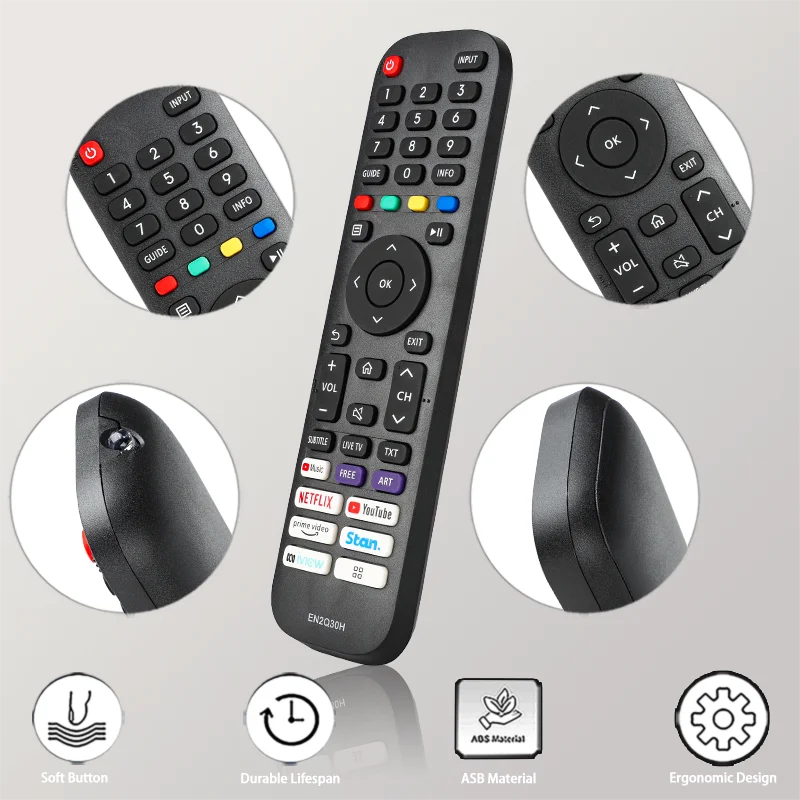 EN2Q30H For Hisense Remote Control Replacement With Netflix YouTube and PrimeVideo Buttons, For Hisense TV L5F L9G 50S5 58S5