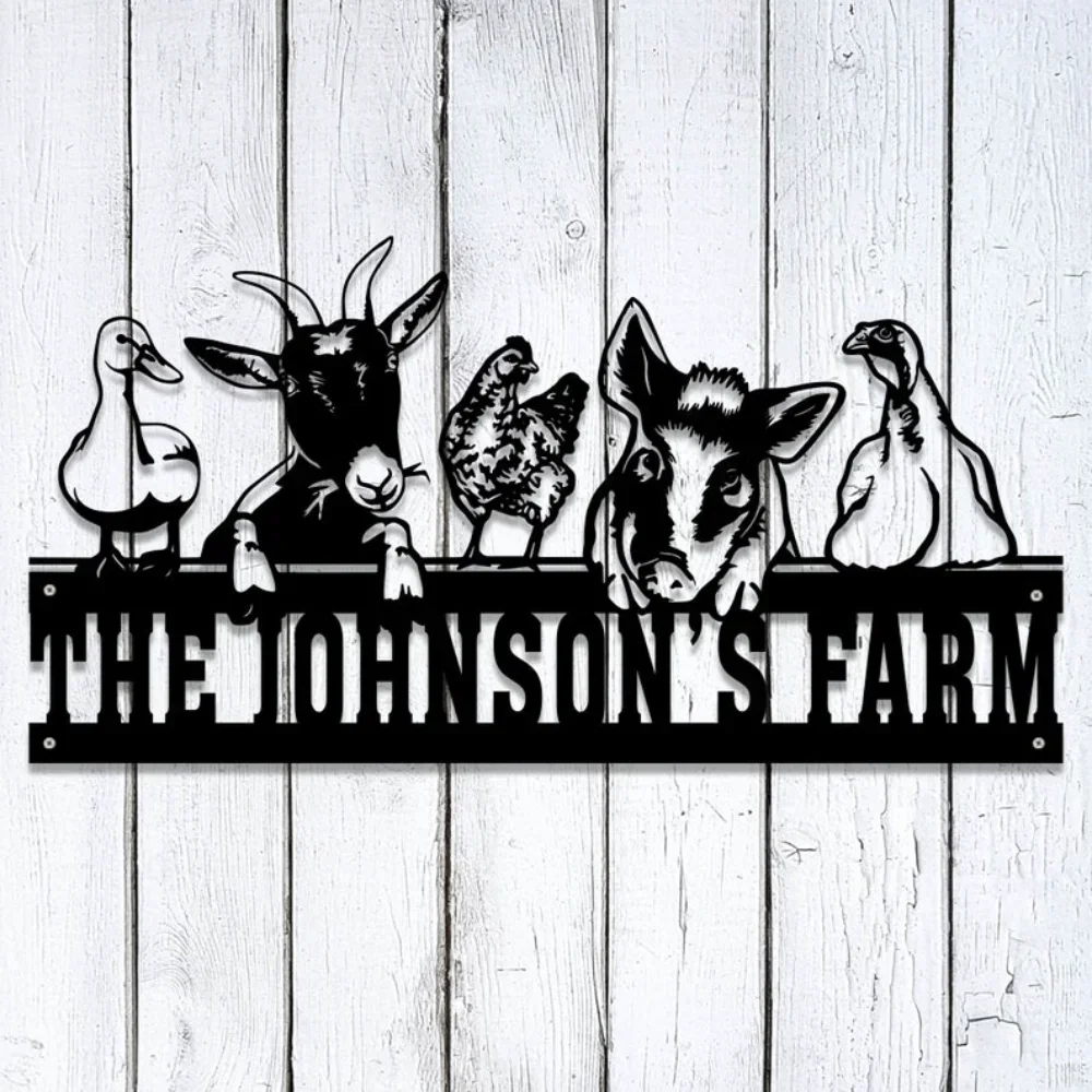 Personalized Farm Animals Sign As Custom Metal Decor for Farmer Home Yard Indicator A Gift for Father's Day Present Rural Charm