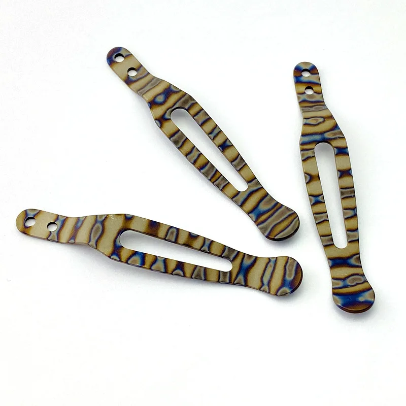 1pcs Titanium Alloy Back Clip Burned Titanium Tiger Pattern Knife Clip for Hinderer XM-18  XM24 Folding Knife Back Clip