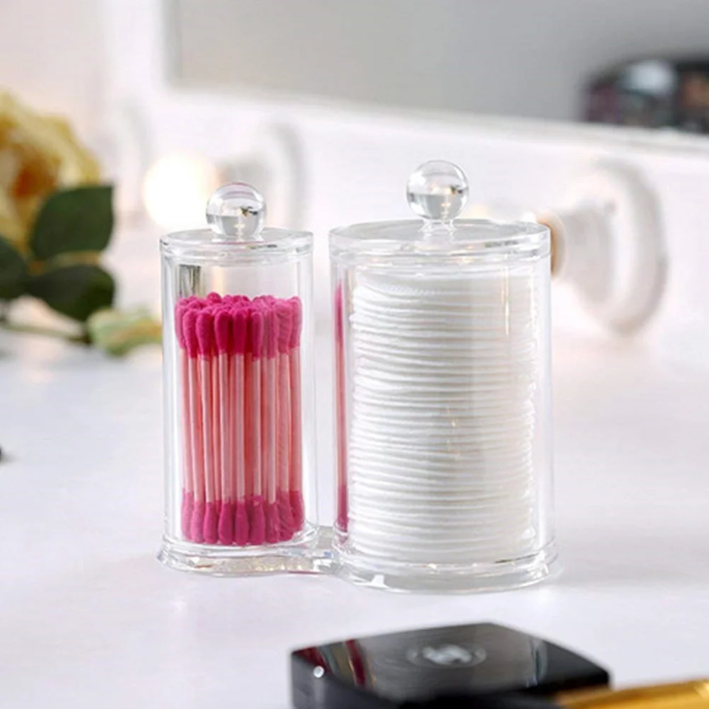 

Acrylic Transparent Storage Box Cotton Swabs Organizer Bathroom Countertop Makeup Cushion Holder Transparent Box