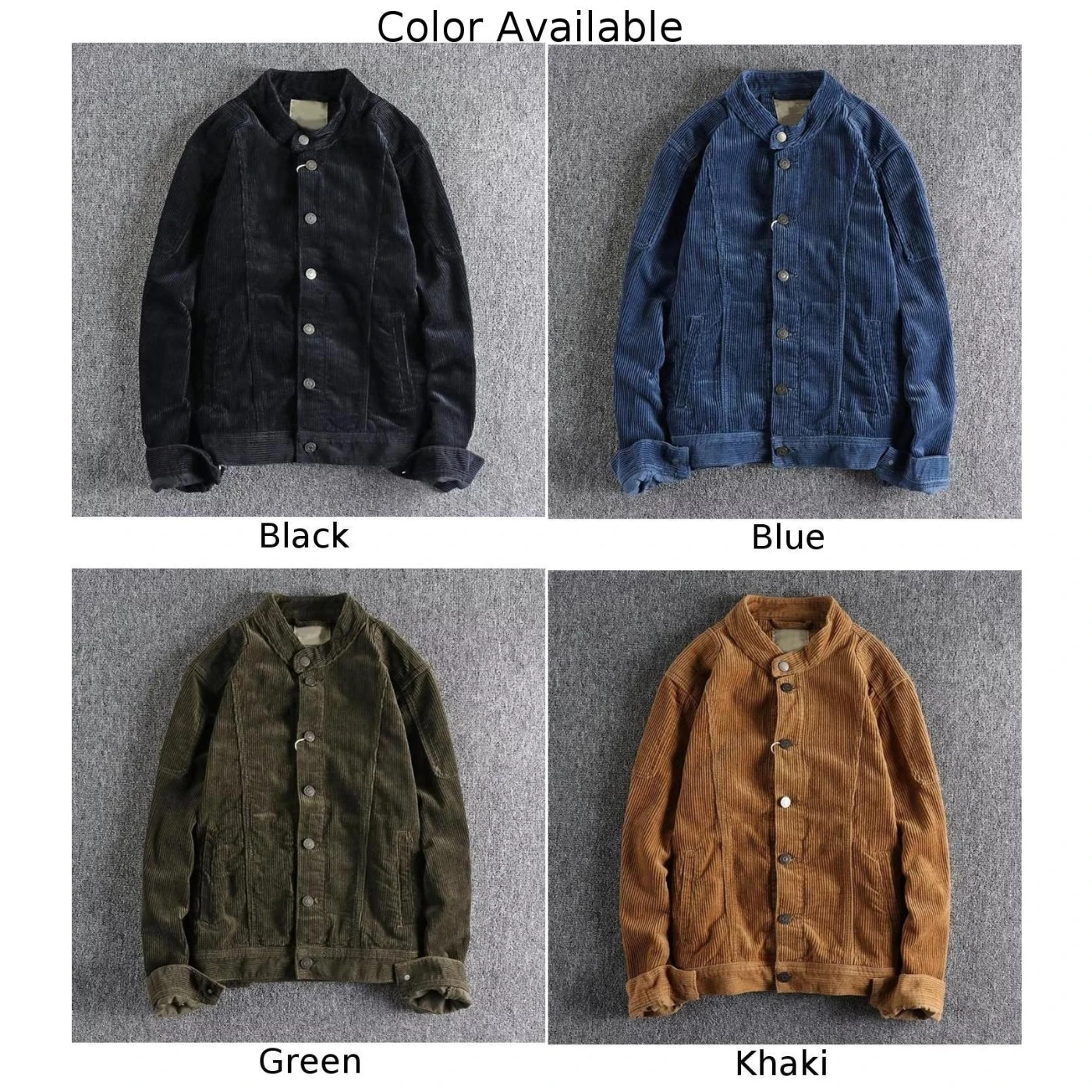 Mannen Corduroy Retro Relaxed Fit Shirt Button Down Baggy Streetwear Stand Kraag Blouse Meerdere Kleuren Opties