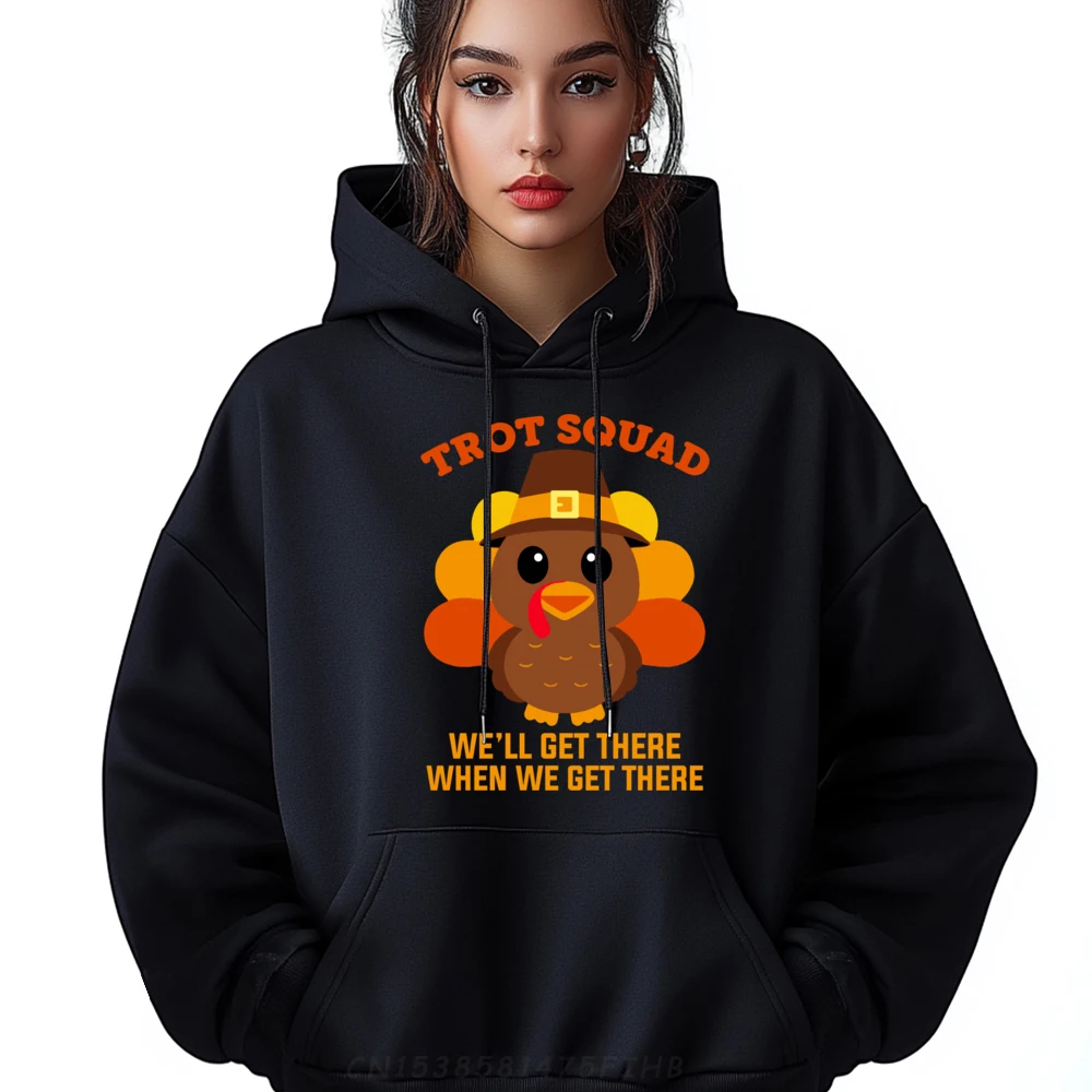 

Turkey Trot Squad Cute Turkey Thanksgiving Costume Brand Hoodie Man Clothes Big And Tall Christmas