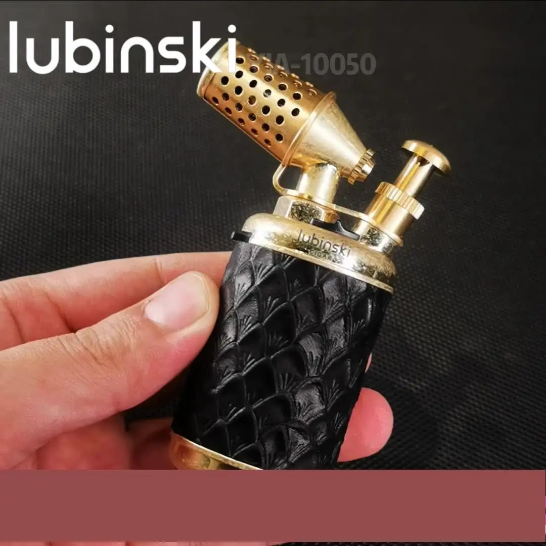 

LUBINSKI Cigar Lighter Alloy Material Portable Windproof Single Straight Punch With Hole Opener Retro Desktop Cigarette Lighter