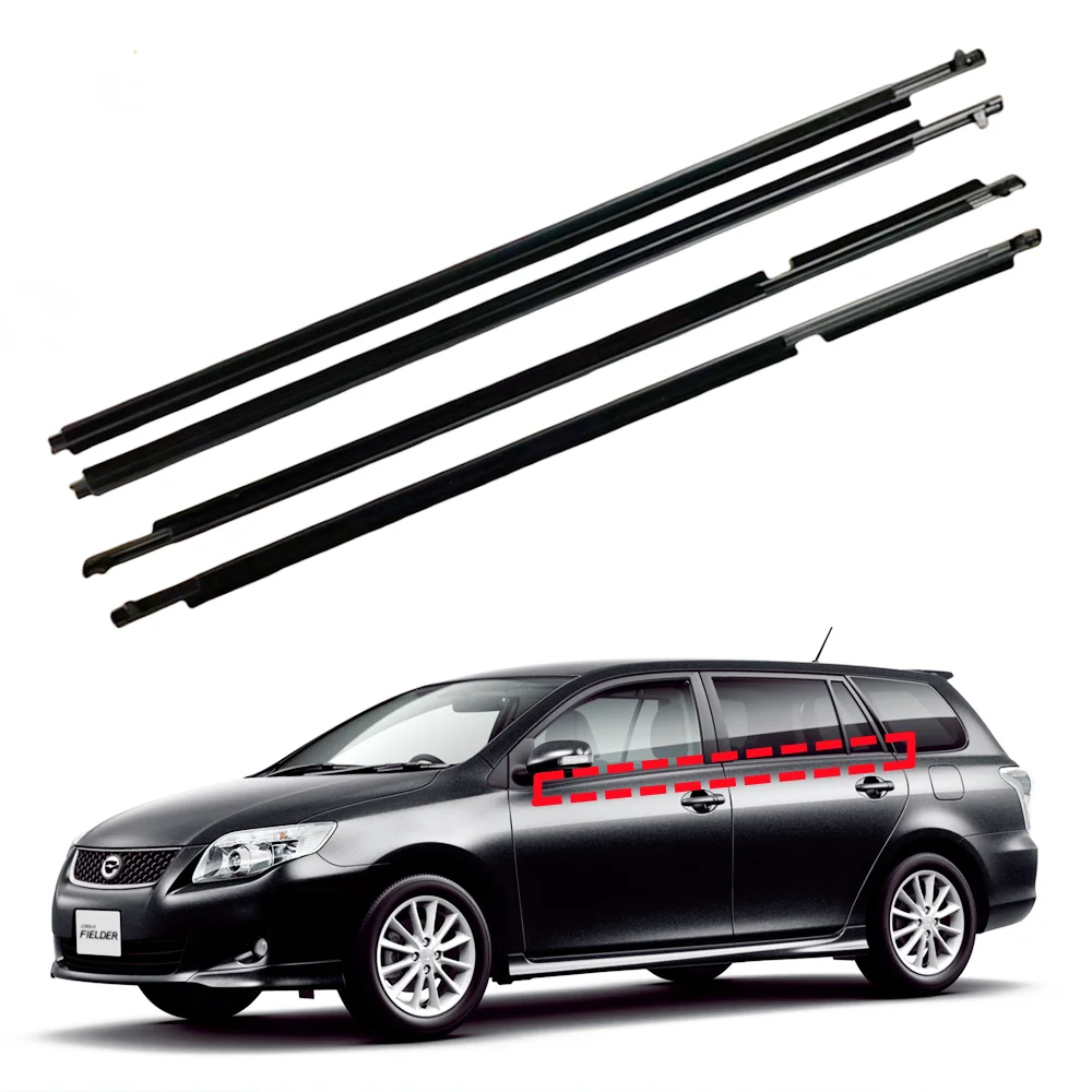 

Weather Strip Window Molding Trim Seal Belt for Toyota Corolla Fielder 2006-2012 Black Window Weather Stripping Outside 4PCS