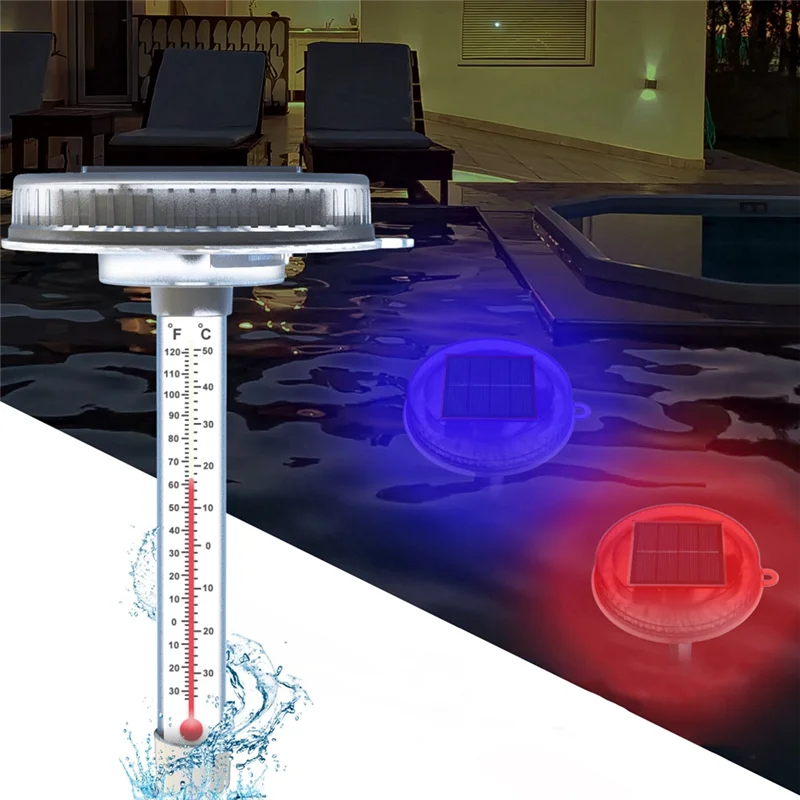 Termómetro para piscina, termómetro solar para piscina flotante, termómetro LED para piscina por la noche, termómetro flotante para baño de hielo