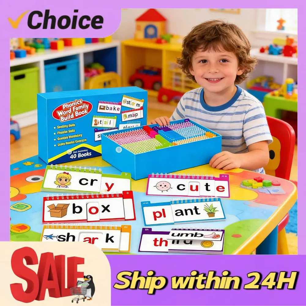 Word Family Build Book 40 Read and Rhyme Flip Books Kindergarten Reading Books for Kids Homeschool Preschool Learning Activities