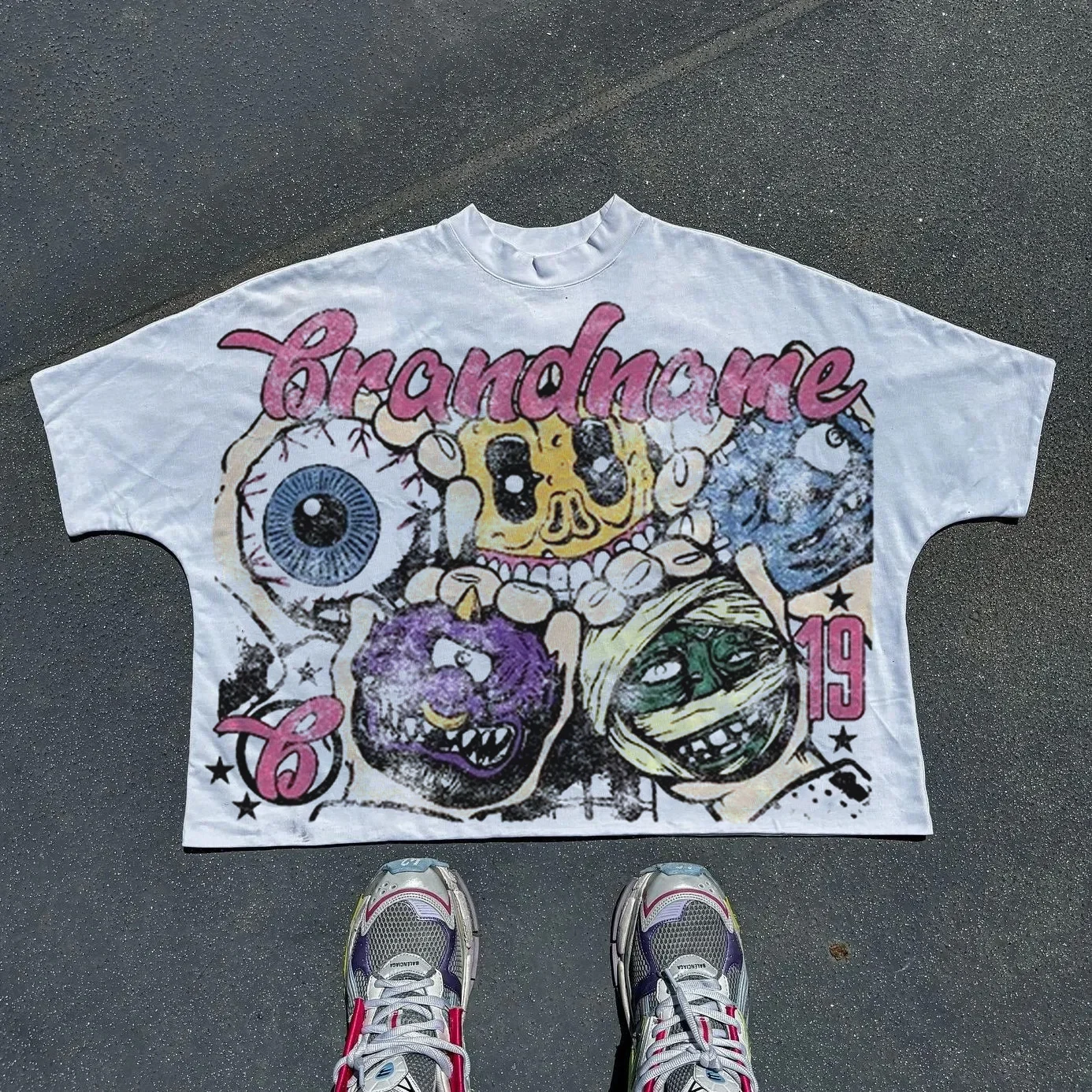 Harajuku الصيف عادية قصيرة الأكمام الرجال النساء Y2K الهيب هوب الجرافيك طباعة تي شيرت المتضخم القطن تي شيرت القوطية القمم الشارع الشهير #1