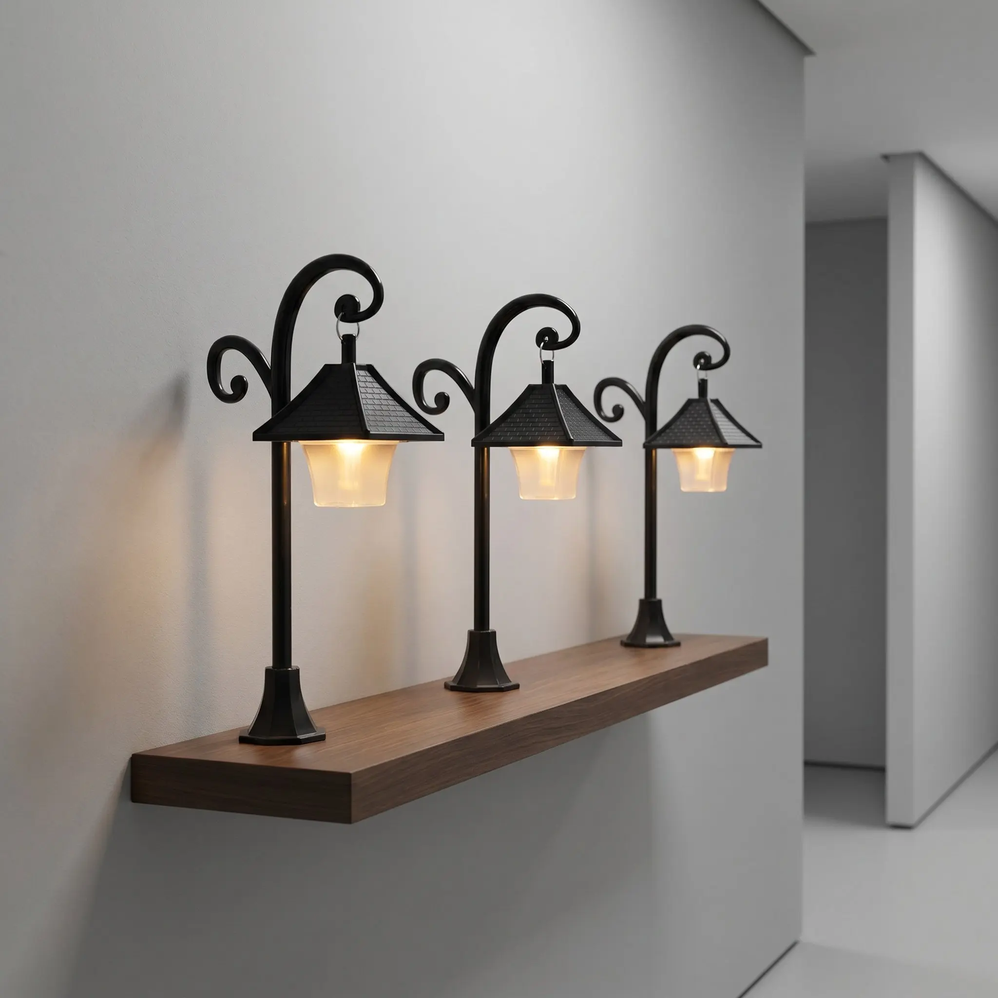 3Pcs Library Bookshelf Lantern Multi Color LED Miniature Decorative Lights Mini Street Post Lamp for DIY Diorama Scene Lighting