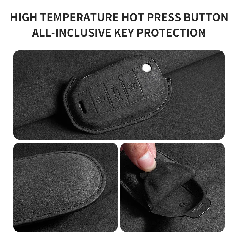 Suede Car Flip Key Case Cover  for Citroen C2 C3 C5 X7 C4 Picasso Berlingo for Peugeot 208 308 408 508 2008 3008 4008 5008 T9 - view 3