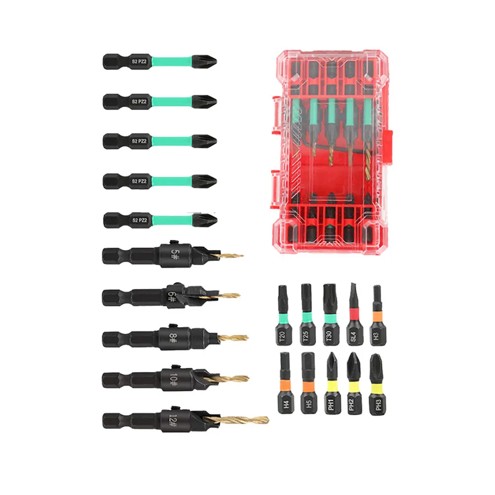 /20PCS /Countersink /Drill Bit Set Hex Shank Screwdriver Bits High Carbon Steel Adjustable Depth For Woodworking And Home Repair
