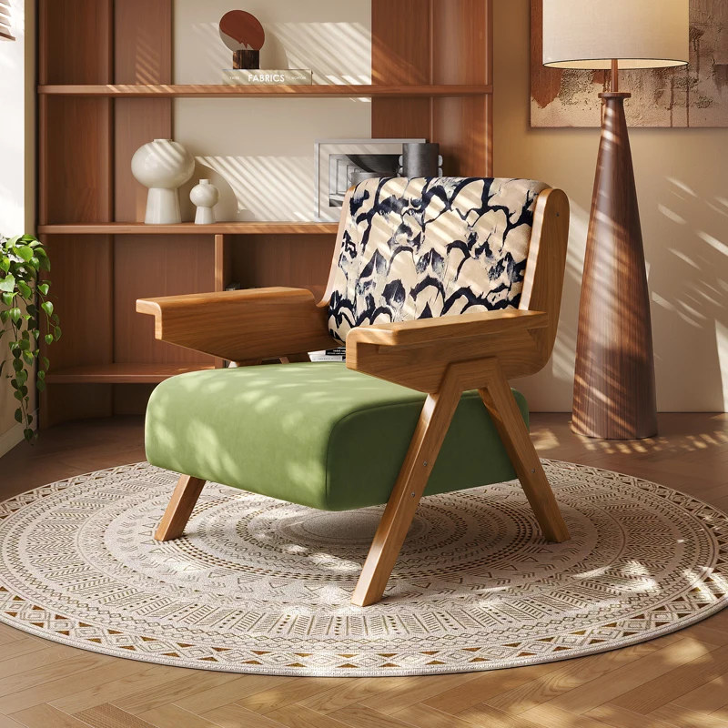

Nordic Luxury Modern Solid Wood Arm Sofa Chair Leisure Living Room Bedroom Lazy Lounge Single Stylish Accent Design for Sale