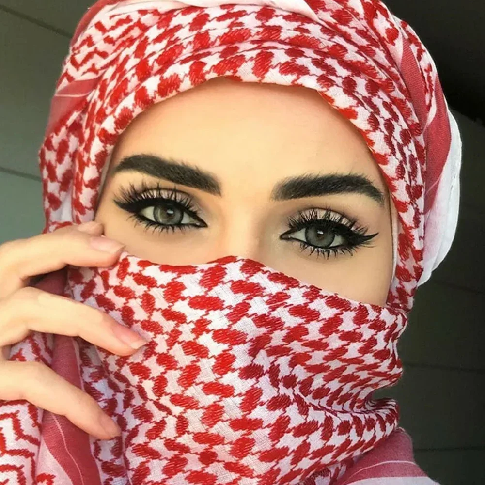 Men Arab Head Scarf Cotton Shemagh Desert Scarf Jacquard Keffiyeh Arabic Scarf 125x125/140x140cm Arabian Costume Accessories