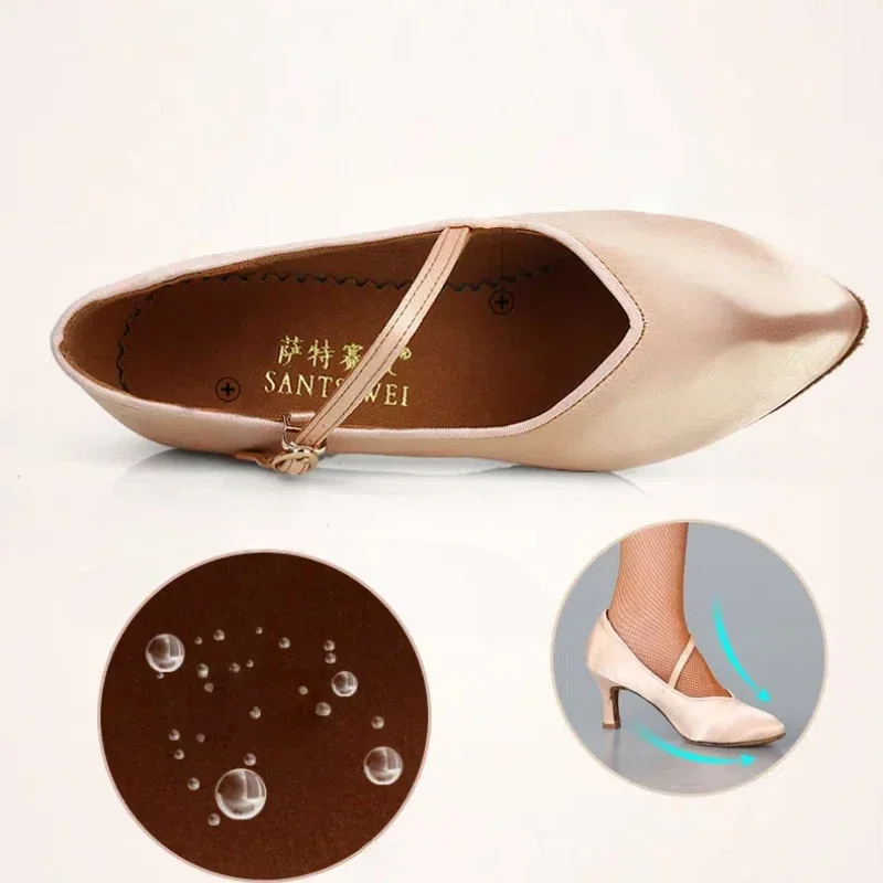 Professionelle Tanzschuhe für Damen, modernes Design, hoher Absatz, weiche Sohle, rutschfest, für Gesellschaftstanz, Walzer, lateinamerikanische Tänze, Auftritte und Partys. – Detail 6