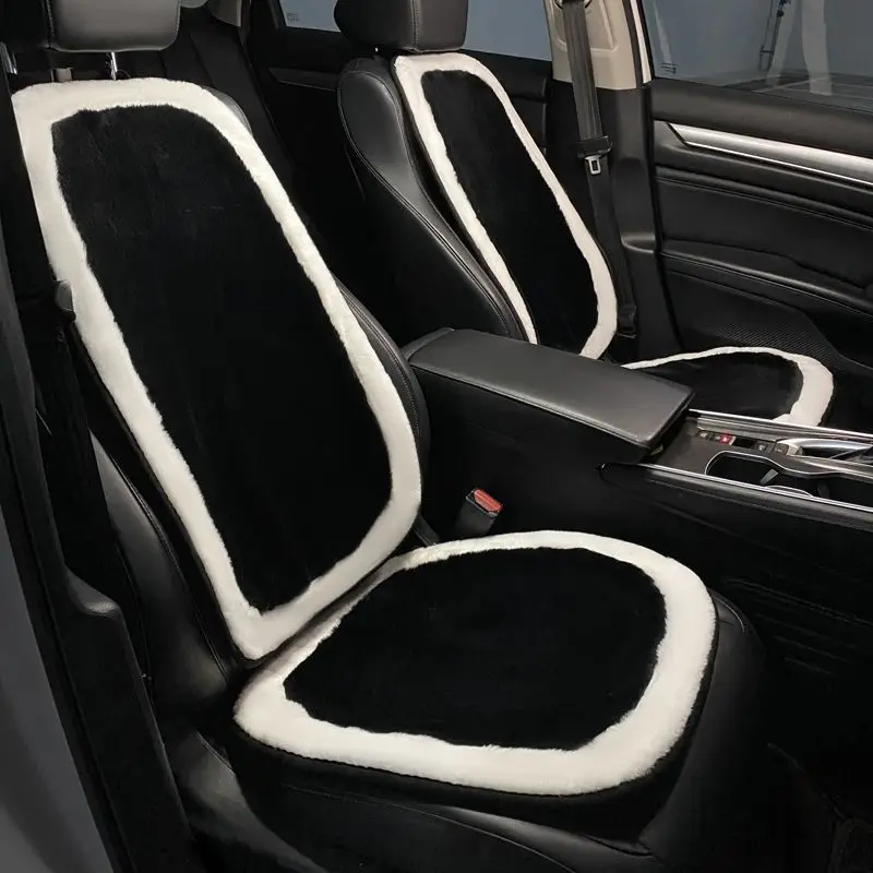 Universal Plush Warm Car White edging Front Rear Seat Cushion Pink Backrest Cushion Plush Full Set Cushion For Car Seat Vehicle