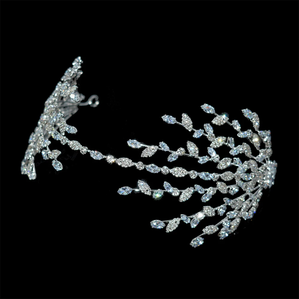 YCDZSWWL Full Rhinestones Shiny Women Headpieces Elegant Crystal Tiara Bride Hair Accessories for Wedding Banquet