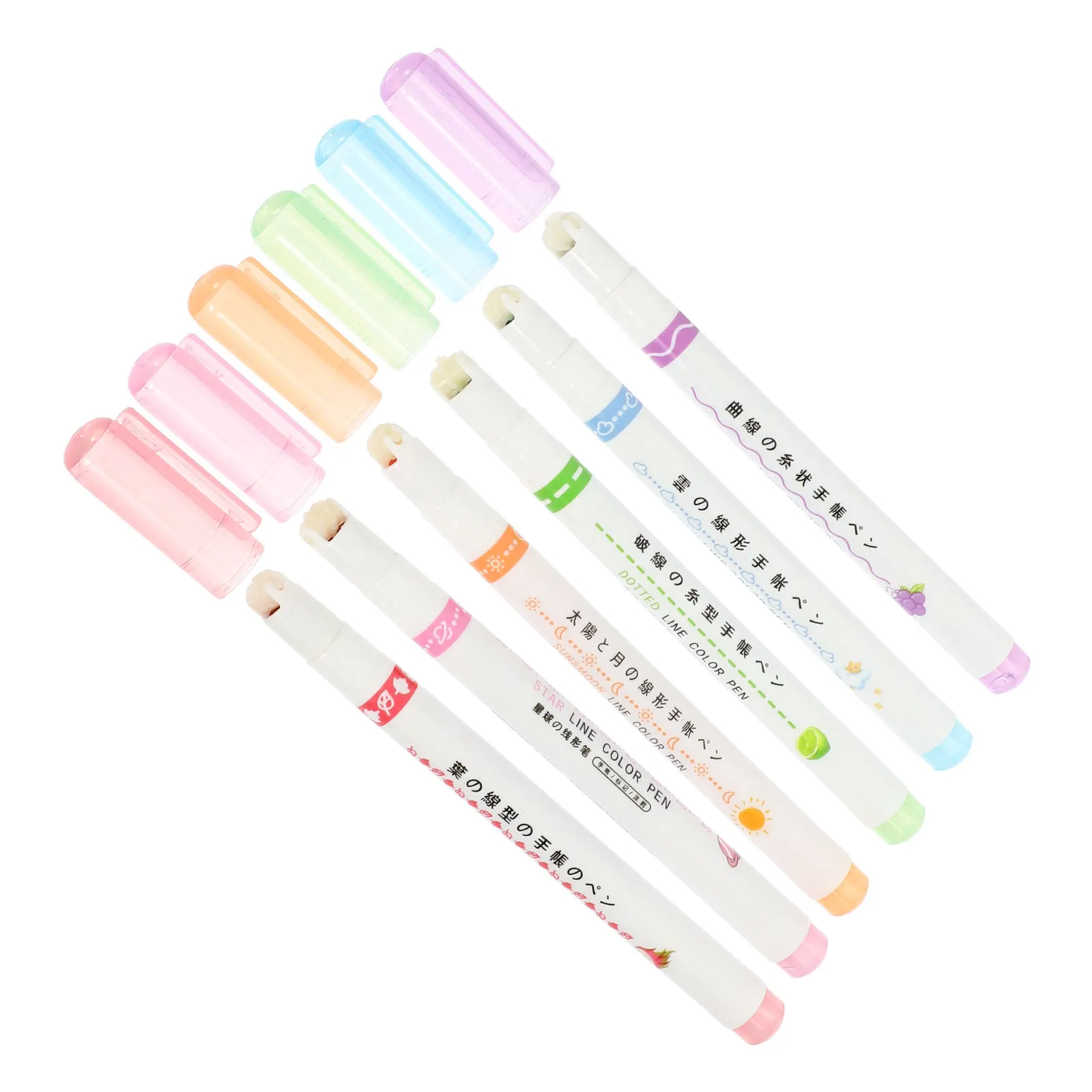 

6pcs Curve Fluorescent Highlighter Pens Set Colorful Note Marking For Study Work Diy Scrapbook Book Marker Teacher Student