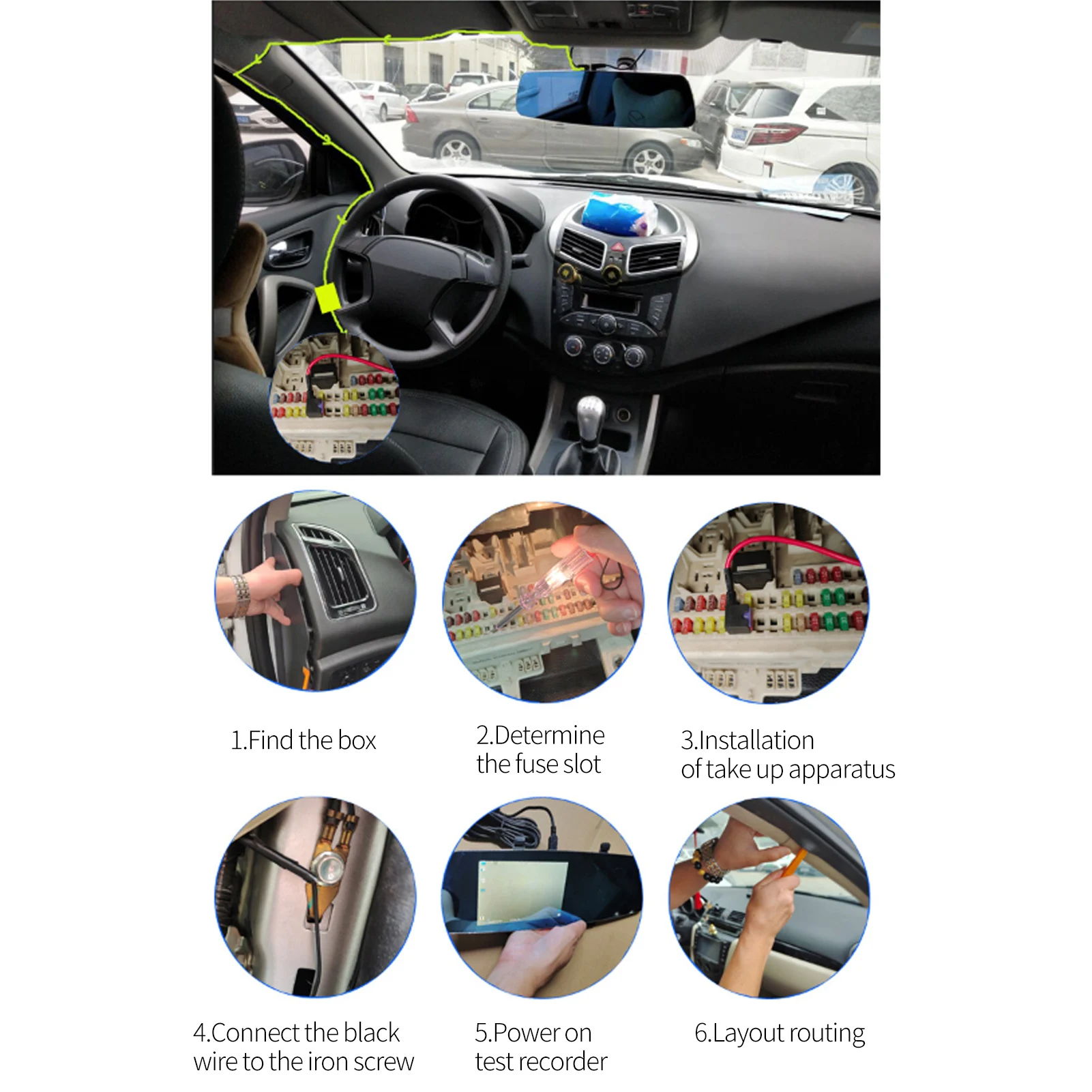 شاحن سيارة سلك الطاقة مجموعة الأسلاك الصلبة لكاميرا داش مرآة كام نظام تحديد المواقع الملاح الرادار كاشف داش كام ملحقات الأسلاك الصلبة #6