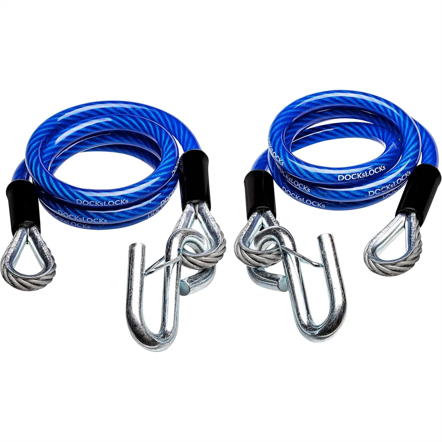 

Trailer Safety Towing Cables, Self Coiling Weatherproof Vinyl Coated with Snap Hook Safety Latches, 48" Length 2 Pack 3500 lbs