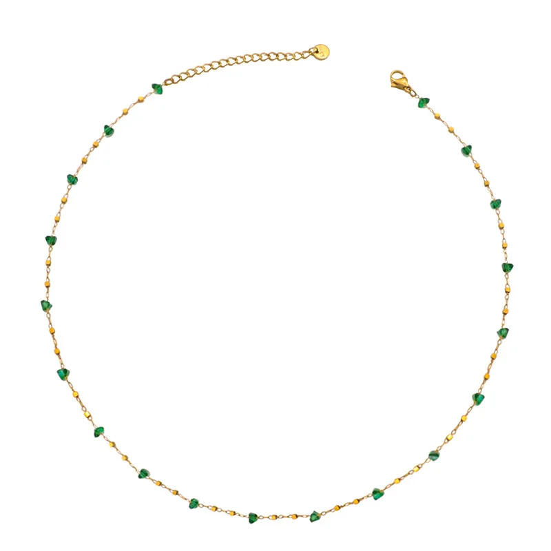 

Irregular Natural Crush Stone Strand Necklaces for Women Sweet Stainless Steel Necklaces Summer Dainty Jewelry