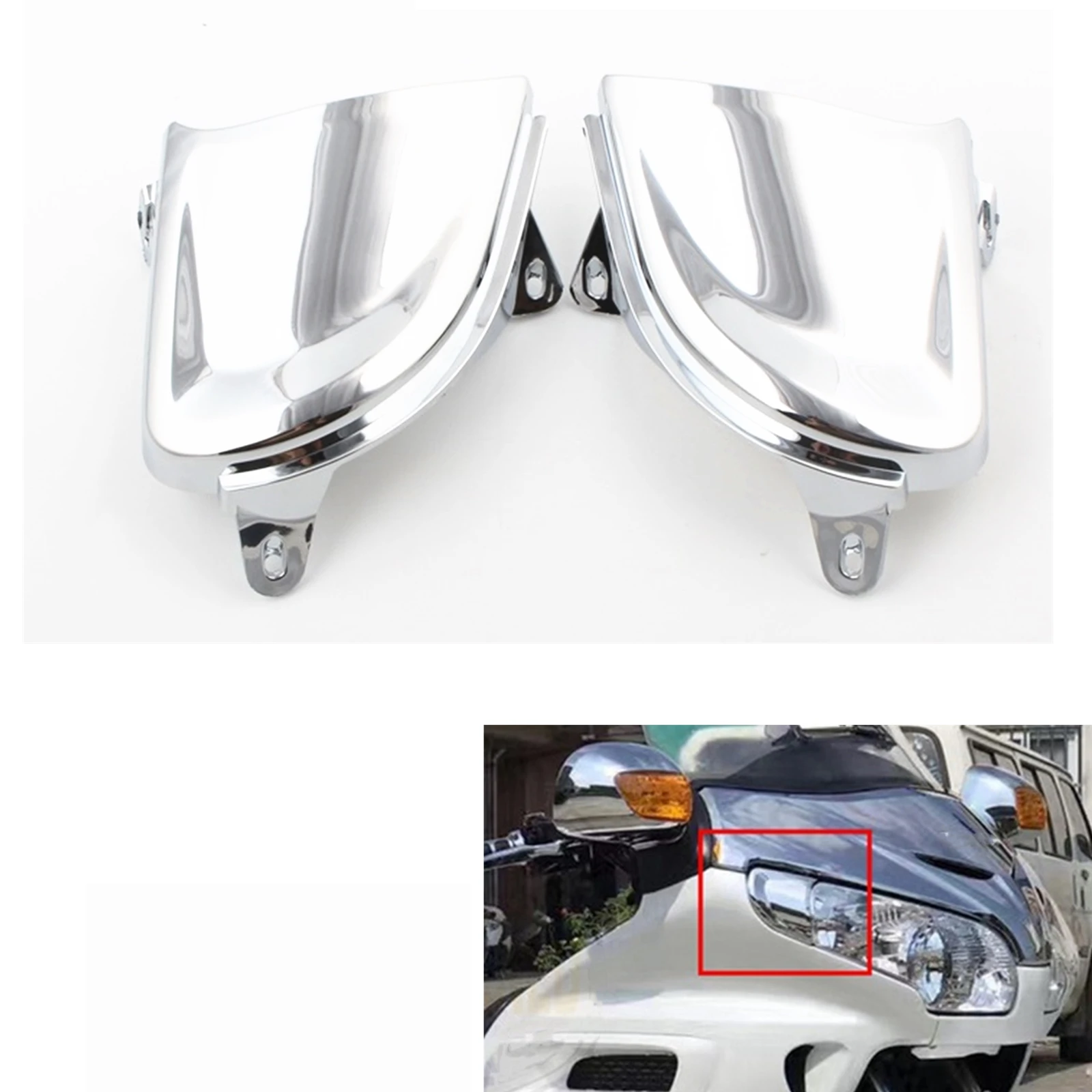 

For Honda Goldwing Gold Wing GL1800 GL 1800 2001-2011 Headlamp Corner Protector Decoration Fairing Headlight Eyebrow Cover Trim