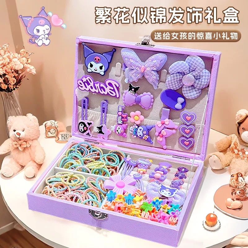 2025 japonais Sanrio nouveau dessin animé cannelle pince à cheveux bijoux boîte-cadeau Kawaii Kuromi mélodie cadeau de Festival pour enfants