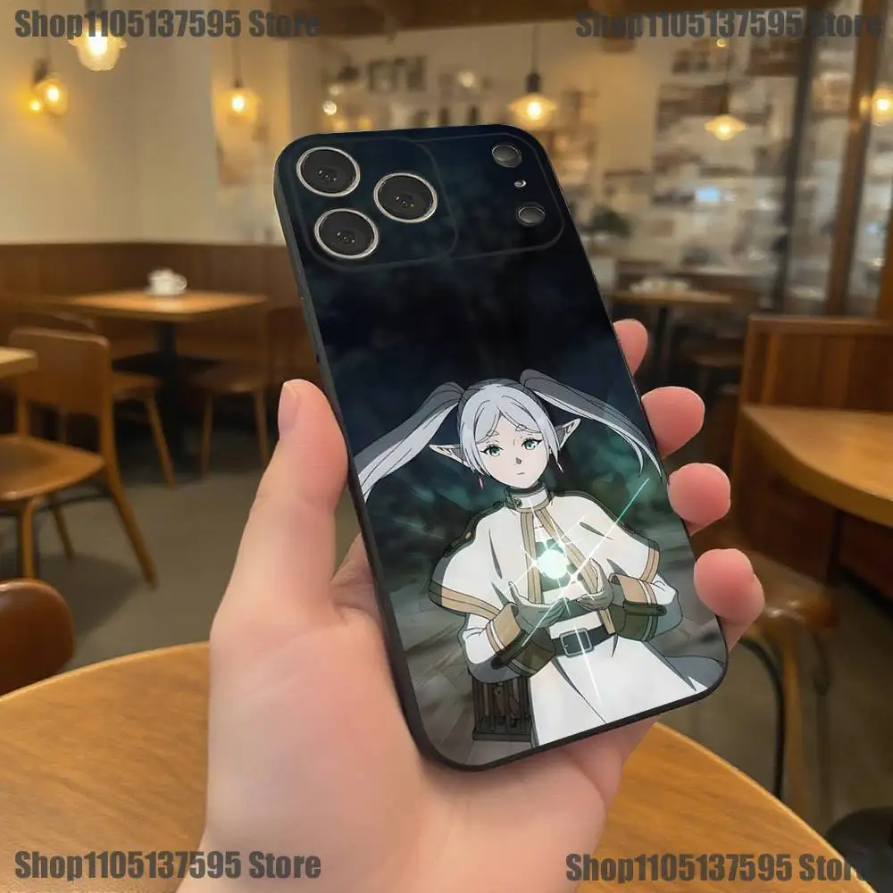 Funda de teléfono Frieren Sousou No Frieren Anime para iPhone 17,16,15,14,13,12,11,Pro,XS,Max,XR,Plus,E,SE4,Mini funda blanda negra