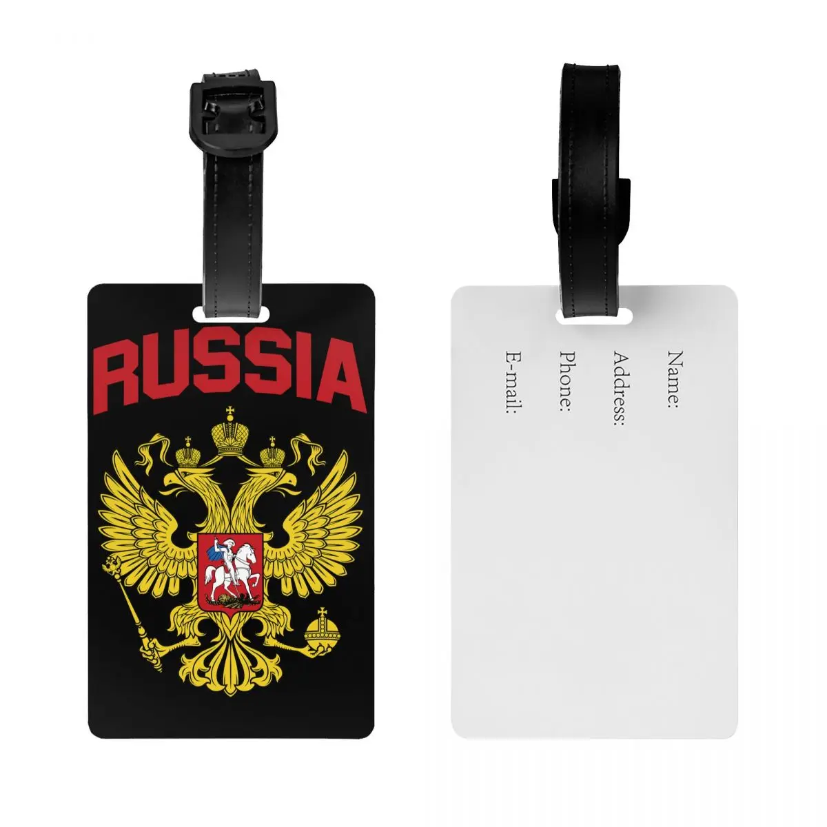 Escudo de armas del Imperio Ruso personalizado de Rusia, etiquetas de equipaje para maletas, cubierta de privacidad de águila, tarjeta de identificación con nombre