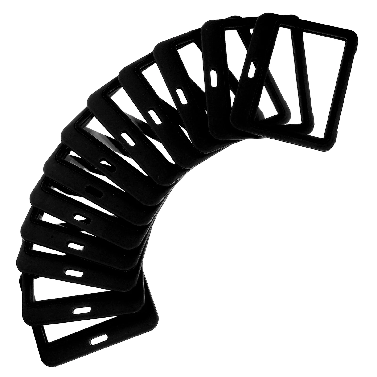 

12pcs Id Card Holder Plastic Badge Case Clear Dual Windows Fold Design Staff Badges Protection Work Exhibition Use Horizontal