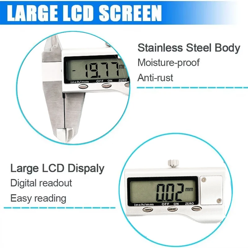 Digital Vernier Caliper Stainless Steel Caliper 0-150MM 6 Inch 0.01mm Digital Display Electronic Ruler Length Measuring Diy Tool
