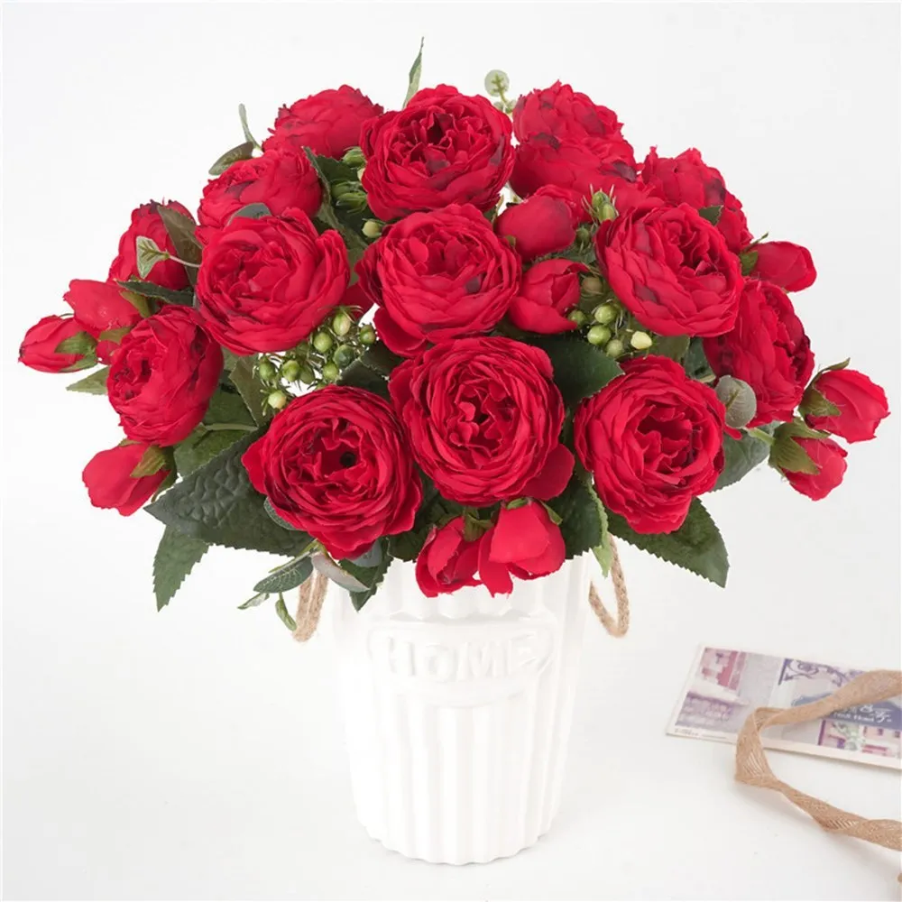 1/3 Piezas de Flores Artificiales de Seda, Peonías y Rosas, para Jardín, Patio, Fiestas, Bodas, Ramos de Novia, Decoración del Hogar, Mesa, Jarrón, Manualidades, Regalo