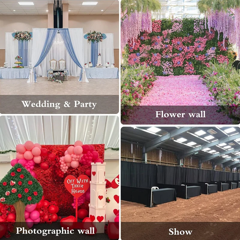 3 x 6 m stabiler, drapierter Hintergrund mit Aluminiumrahmen für Hochzeits- und Geburtstagsparty-Dekoration, verstellbarer Blumenständer, Fotografie-Hintergrund