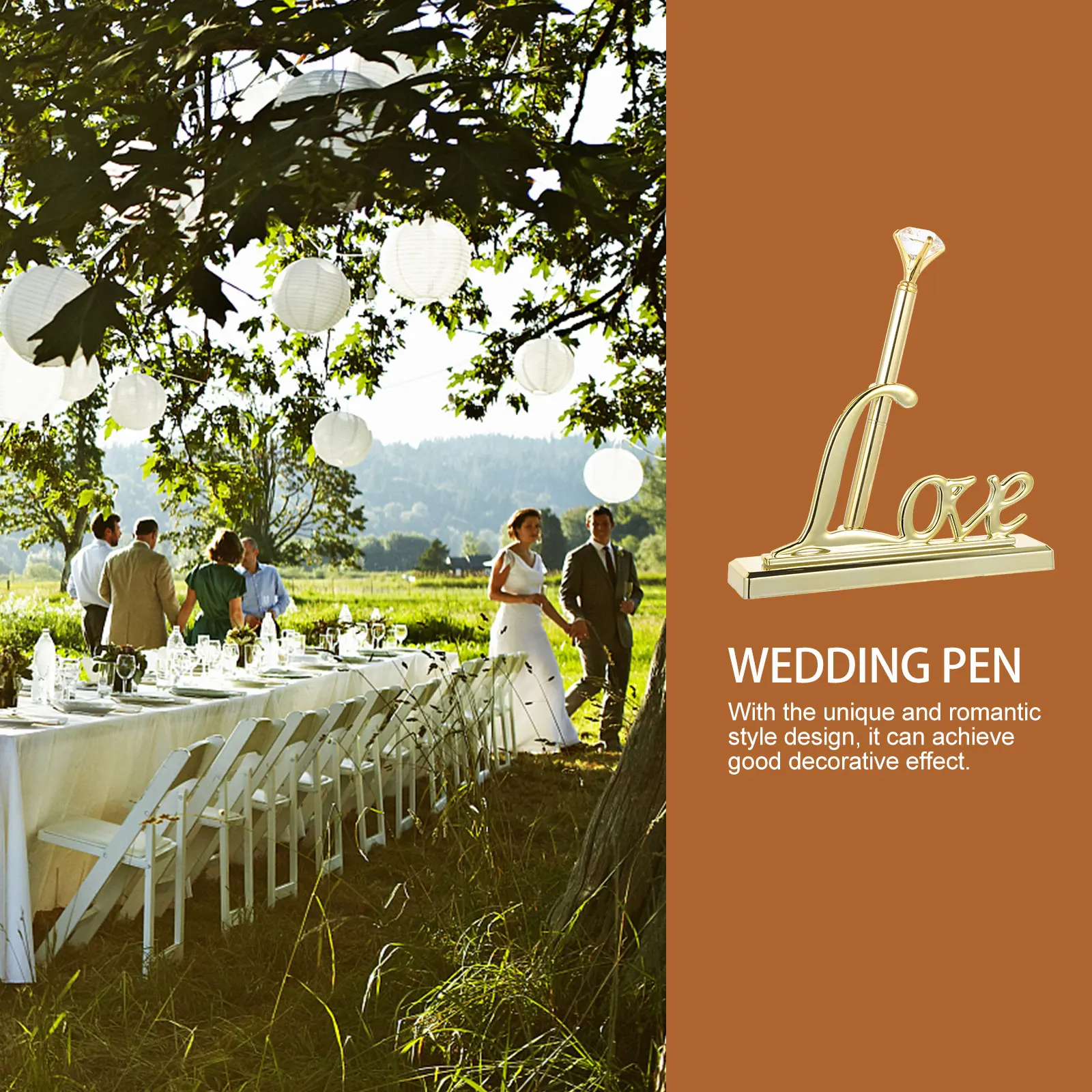 

Deluxe ABS Wedding Pen Rhinestones Decoration Guestbook Signing Party Banquet Hotel Classic Color Lightweight Storage