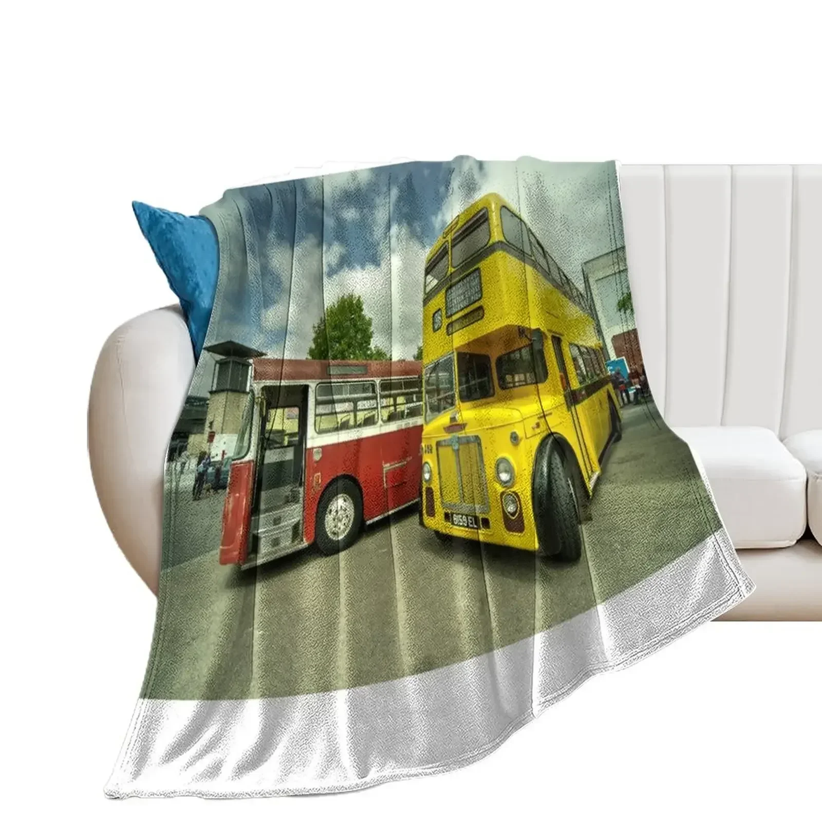 

Red Bus Yellow Bus Throw Blanket warm winter Beautifuls Sofas Blankets