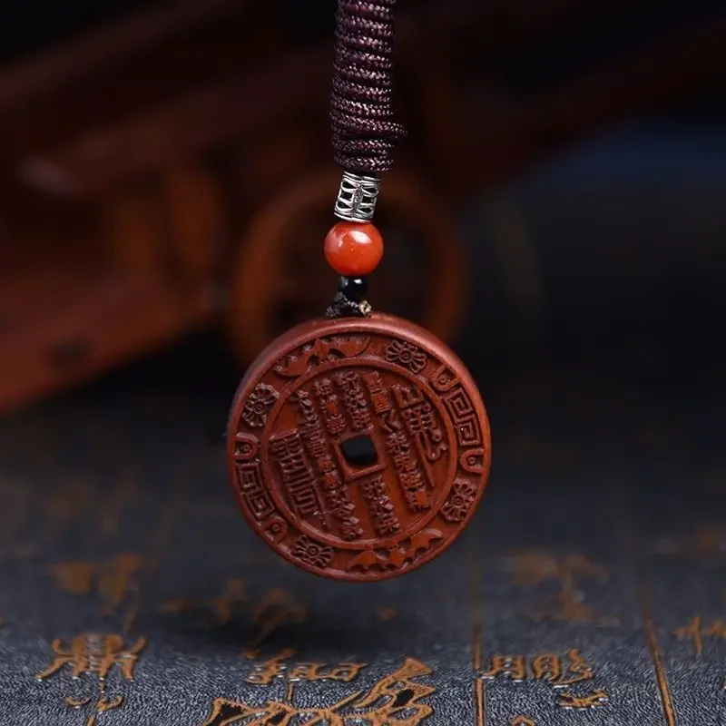 

Natural Lightning Wood Mountain Ghost Spending Money Necklace Pendant Square Hole Too Listing Hand-carved Car Pendant Charms