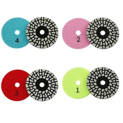 1pc 4 Steps Diamond Polishing Pads  4 Inch Dry Polishing Pads For Granite Marble Quartz Stone Countertop Tiles Sanding Disc