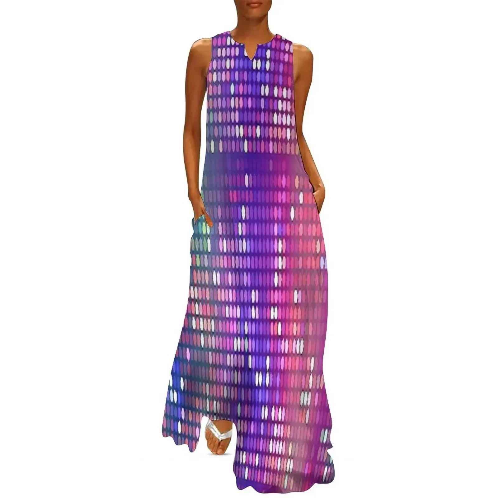 

Rainbow Sequin Effect Long Dress women's clothing korea stylish clothes for women Women's long dress Dress