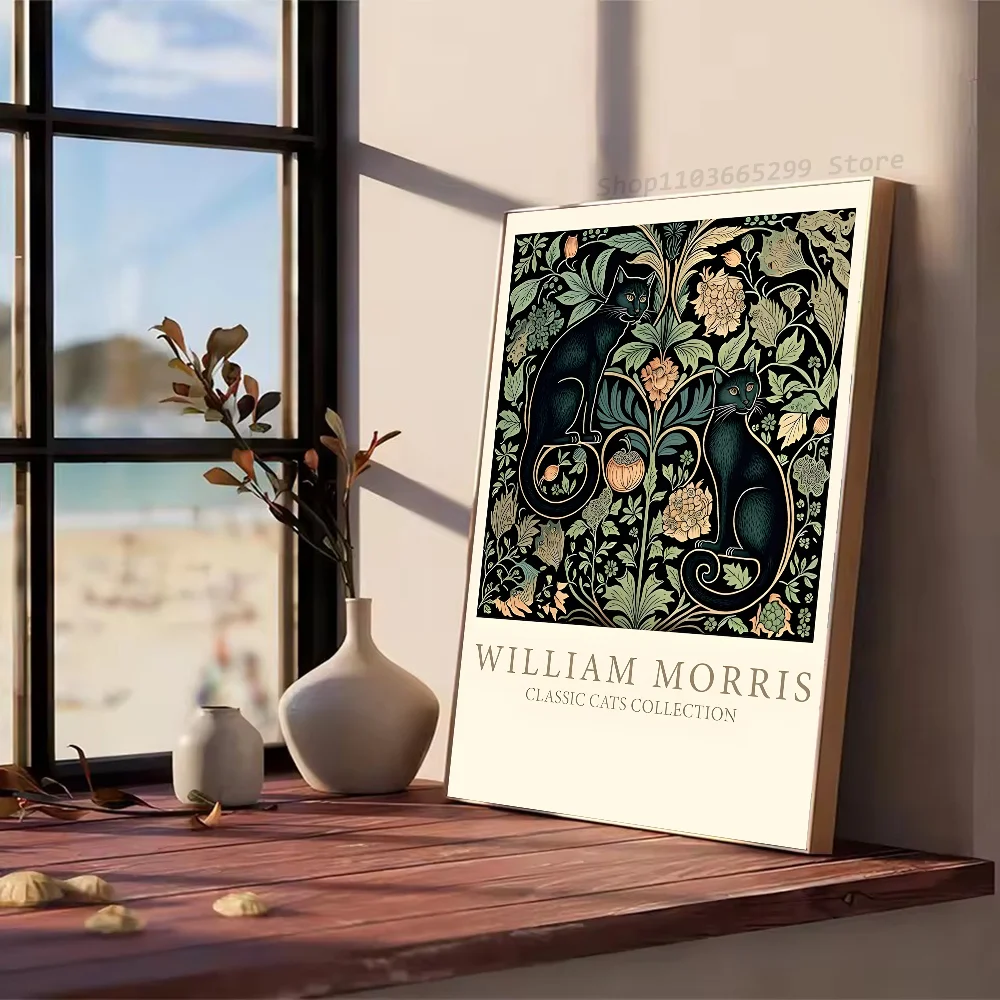 1 قطعة ويليام موريس الأعمال الفنية شجرة الحياة القطط المشارك ذاتية اللصق الفن ورق مقاوم للماء ملصق مقهى بار غرفة جدار ديكور #3