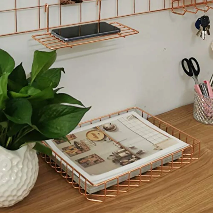 Bureaublad Draad Metaal Lettermap Organizer Afmeting 12,2 x 9,5 x 1,9 Roségoud