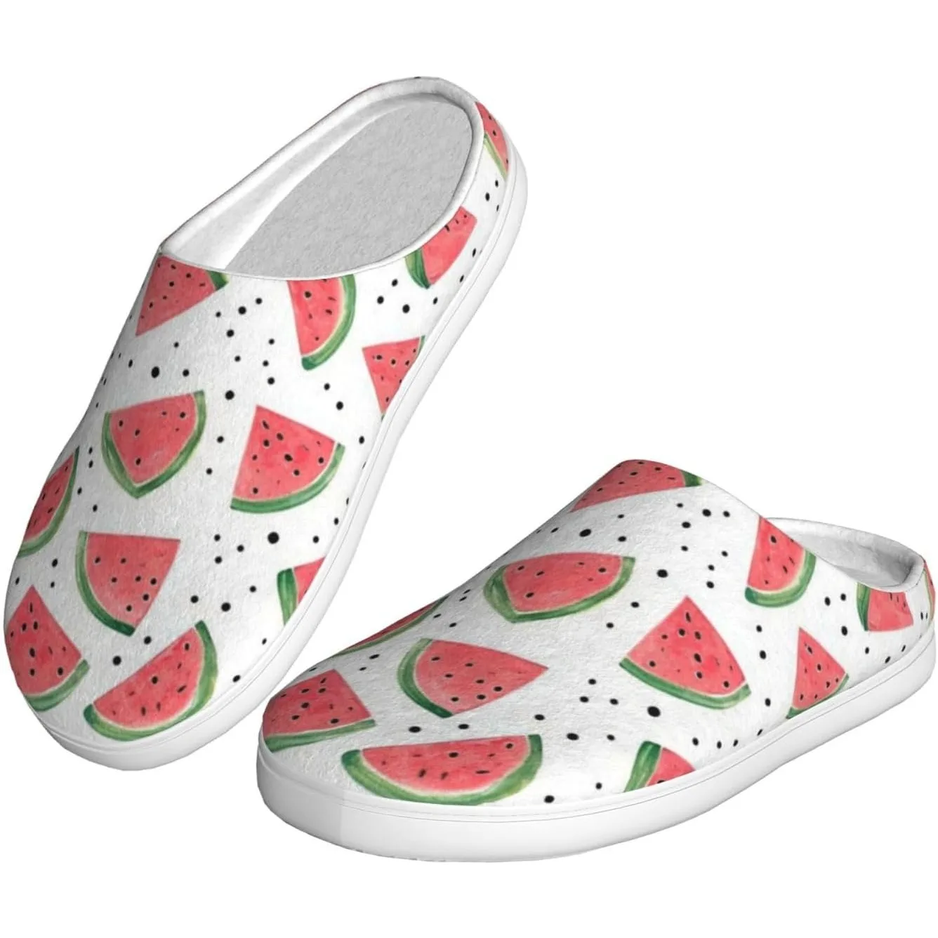 

Red Pink Watermelon Women’s Cozy Slippers Soft Cotton Indoor & Outdoor House Slippers With Anti-Slip Sole