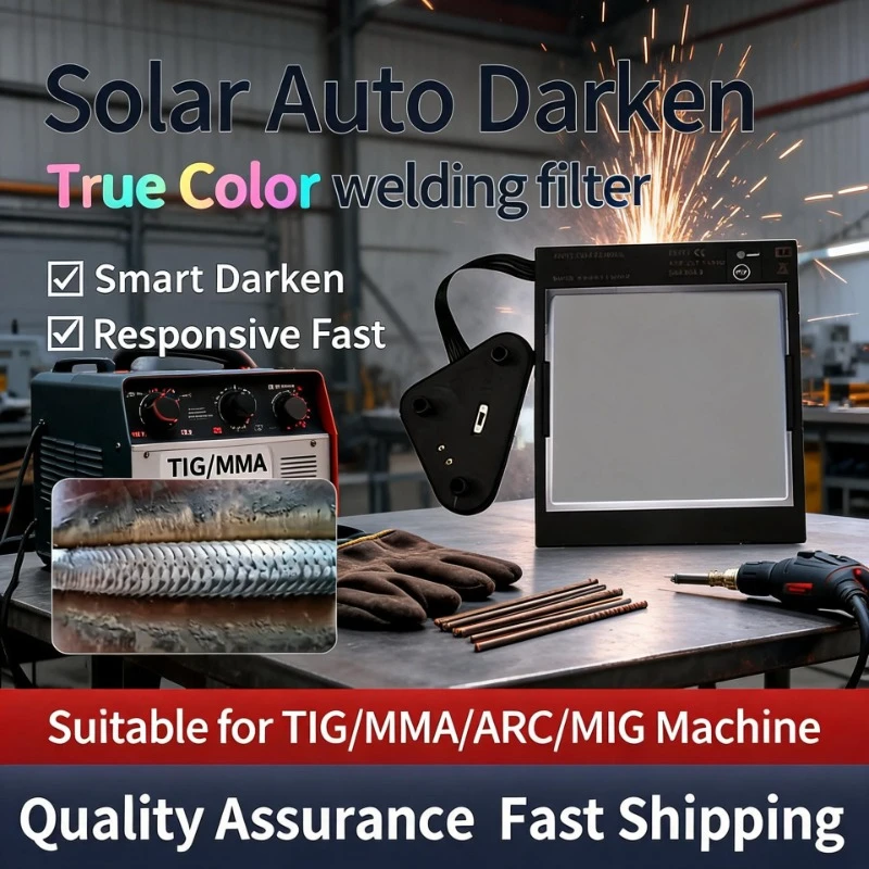 Solar Auto Darkening Welding Lens True Color, External Control Large View 4 Arc Sensor DIN5-DIN13 for Welding Helmet