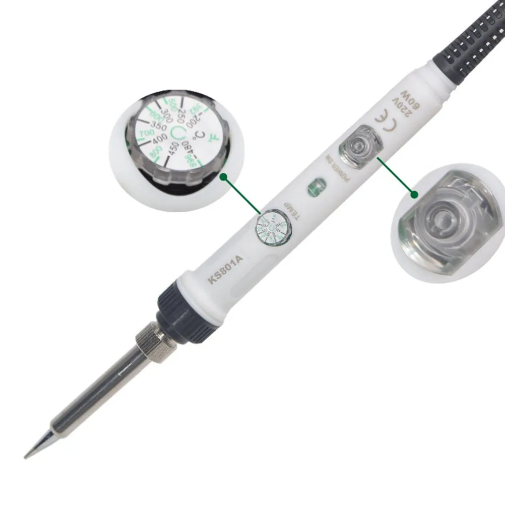 

60W Adjustable Constant Temperature Electric Soldering Iron Set Internal Heat with Silicone Handle Cable Soldering