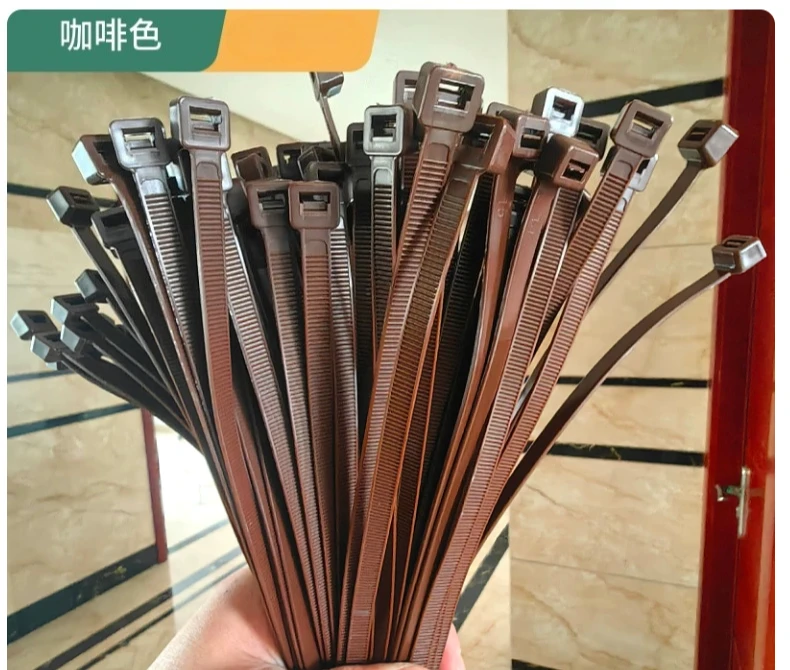 Industrial nylon cable tie brown, brown 8 * 300 500 10 * 600 fixed buckle tie cable tie strip