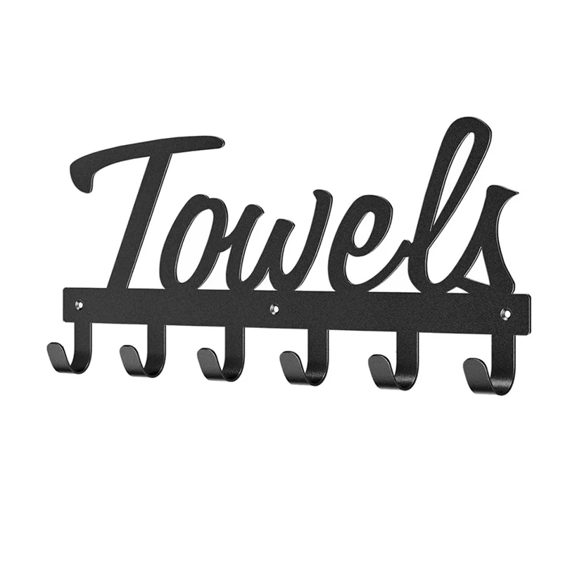 N10R-Towel Rack, Towel Racks For Bathroom Wall Mounted, 6 Hooks Towel Holder For Bathroom Space Saving, Waterproof Rustproof